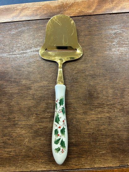 Red Green White  Holly Berries Cheese Slicer, 9 1/2"