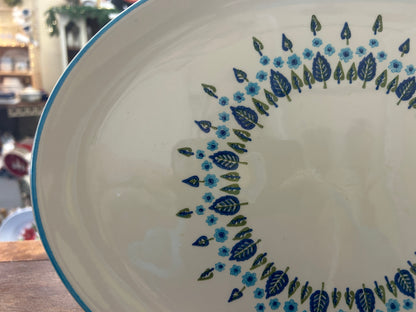 Blue & White Marcrest Swiss Alpine Chalet Platter, 13 3/4"