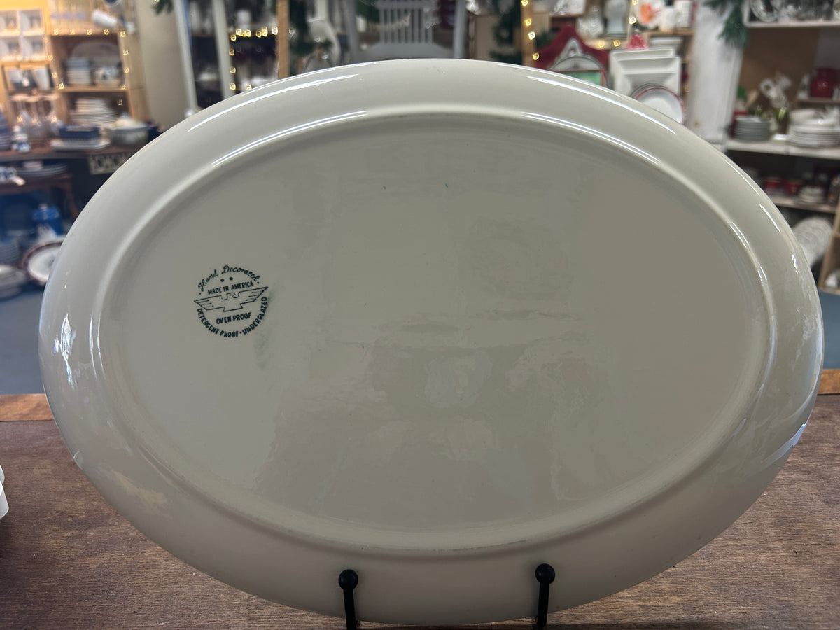 Blue & White Marcrest Swiss Alpine Chalet Platter, 13 3/4"