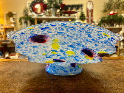 Multicolor Murano Tutti Frutti Pedestal Bowl Italy, 11 1/2"