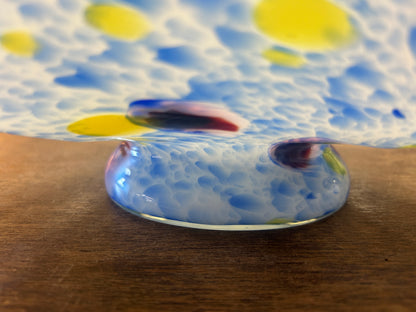 Multicolor Murano Tutti Frutti Pedestal Bowl Italy, 11 1/2"
