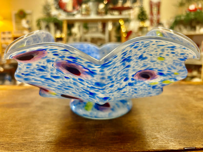Multicolor Murano Tutti Frutti Pedestal Bowl Italy, 11 1/2"