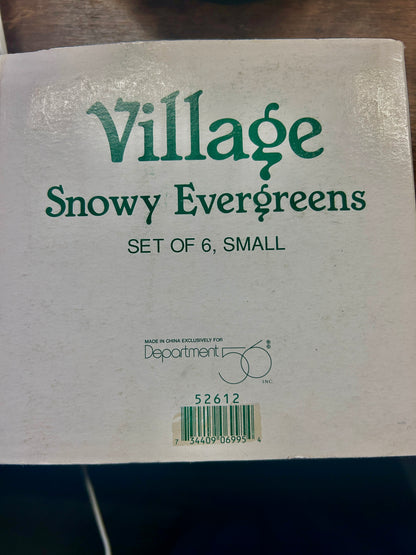 Green Dept 56 Village Snowy Evergreens Set of 6