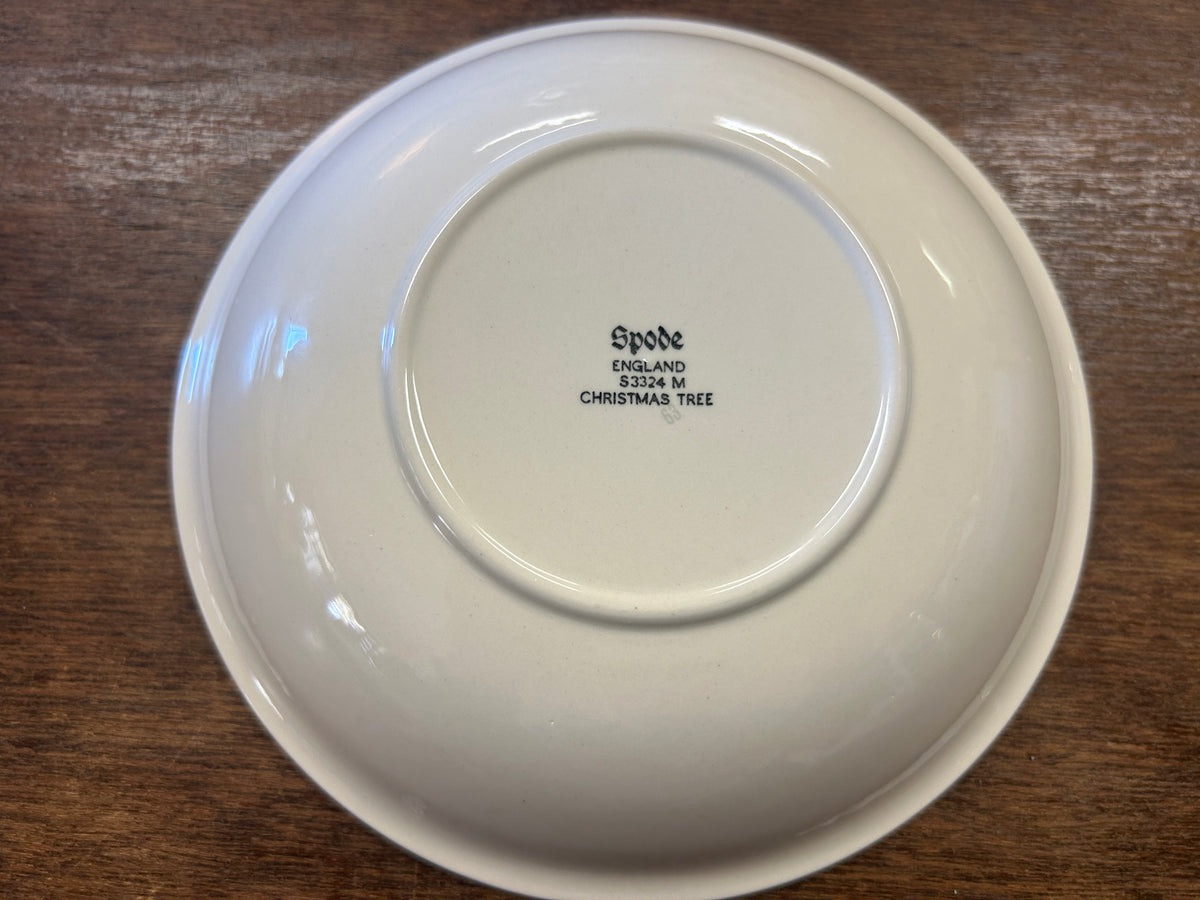 Spode England Christmas Tree bowl underside with printed mark on white base