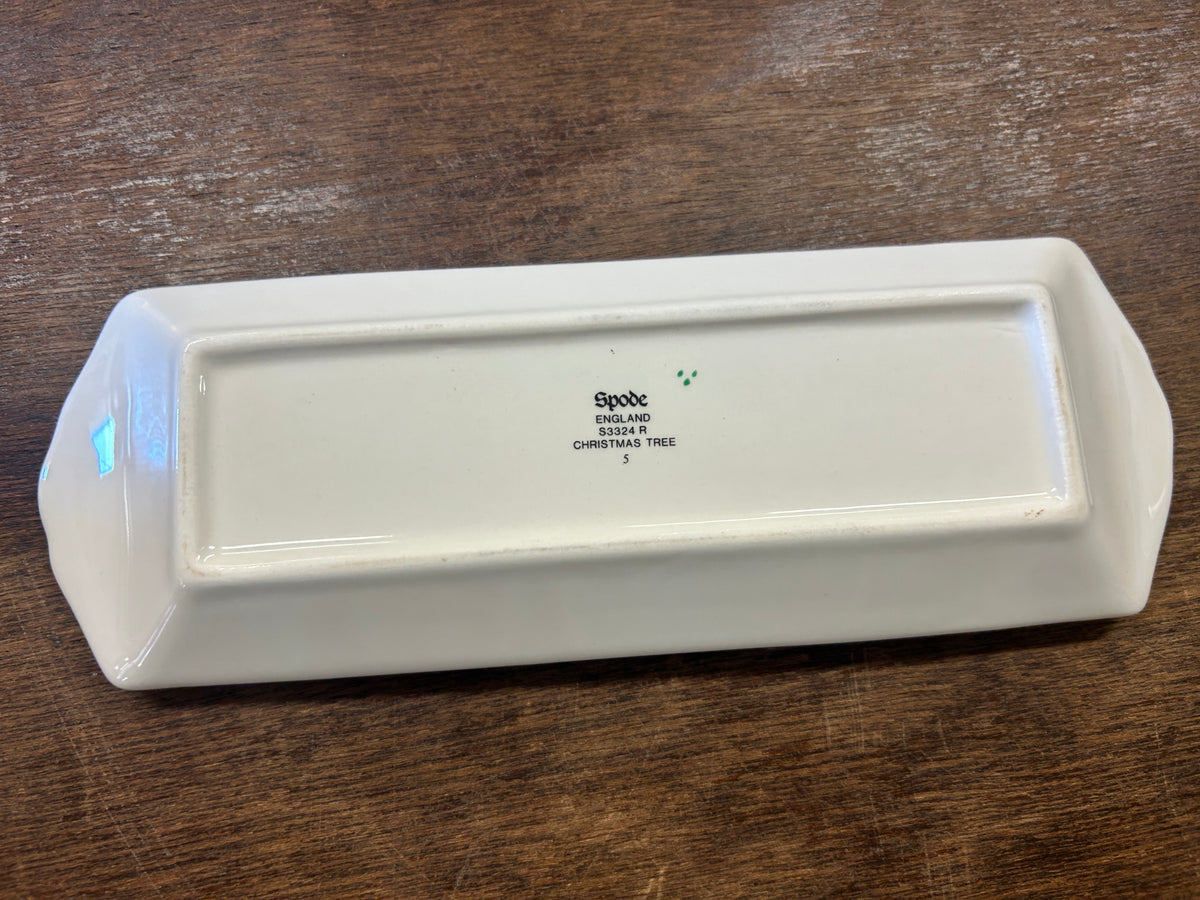 White porcelain platter back with Spode logo and England text