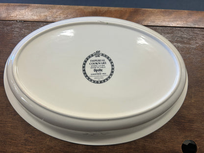 Red Green White Spode Christmas Tree Oval Bowl/Baker, 12 3/4"