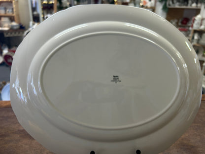 Red Green White Spode Christmas Tree Platter England, 14 3/4"