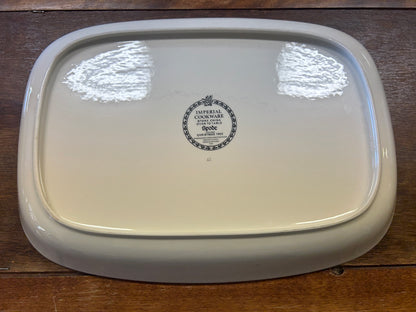 Spode Baker England baking dish base with circular stamp and glossy white finish