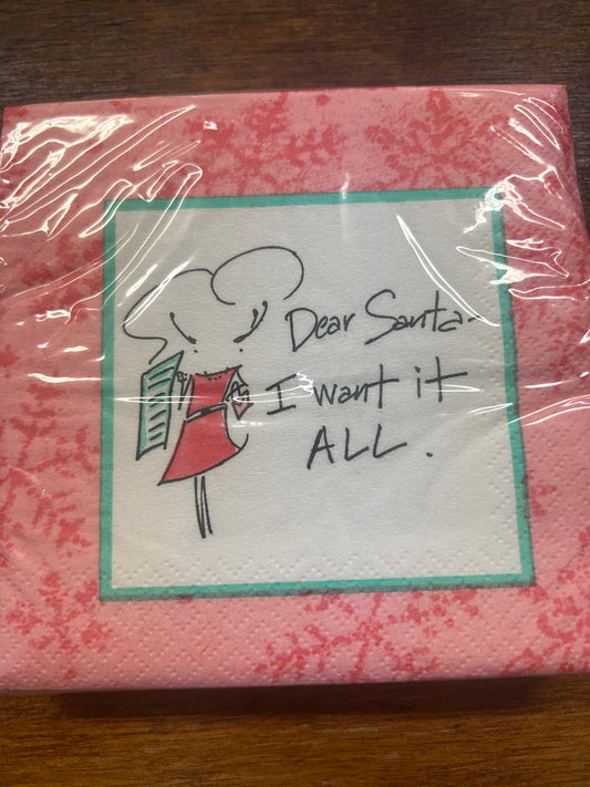 Pink Mary Phillips Designs Dear Santa Napkins 20 pcs, 5"