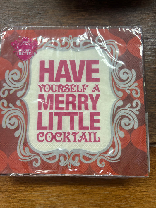 Red Naughty Betty Merry Little Cocktail Napkins 20, 5"