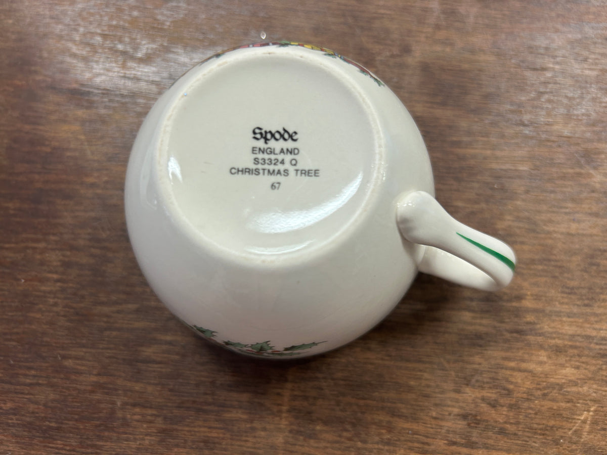 Spode England ceramic cup base with printed date and Christmas Tree pattern info