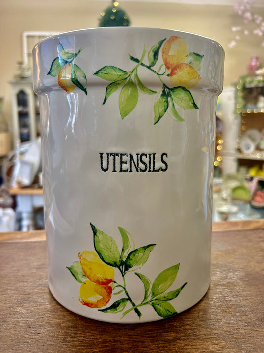 Lemon Garden Utensil Crock