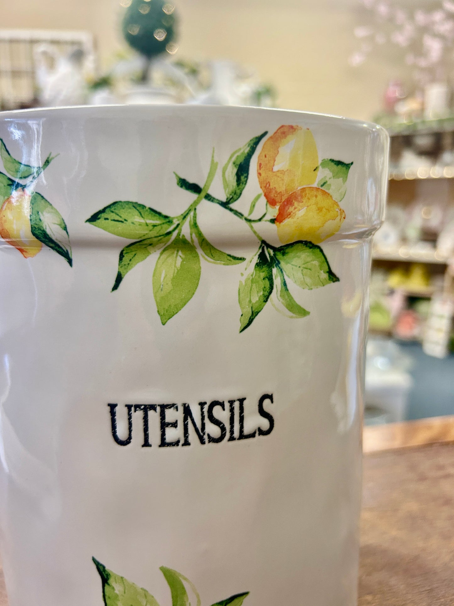 Lemon Garden Utensil Crock