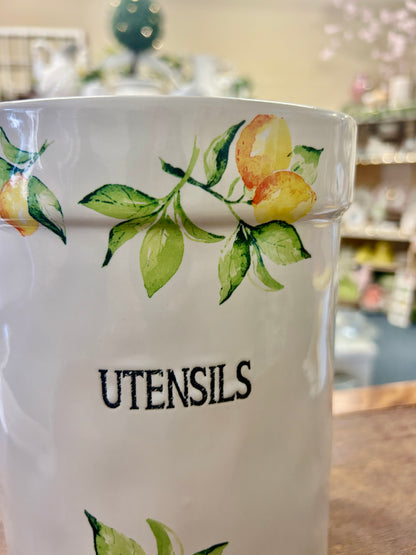 Lemon Garden Utensil Crock