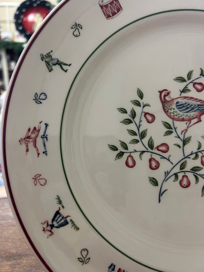 Johnson Bros Christmas plate rim with blue bird and floral sprig detail