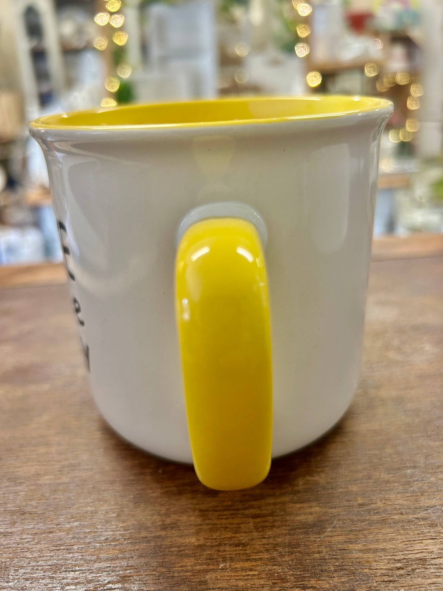 Yellow & White  Squeeze the Day Mug, 5 1/2"