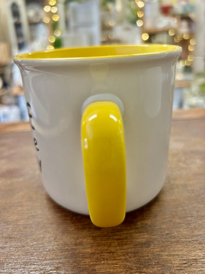 Yellow & White  Squeeze the Day Mug, 5 1/2"