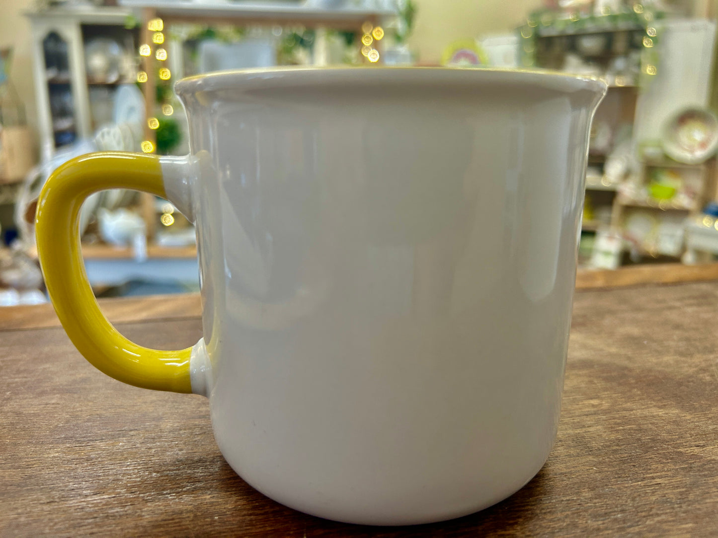Yellow & White  Squeeze the Day Mug, 5 1/2"