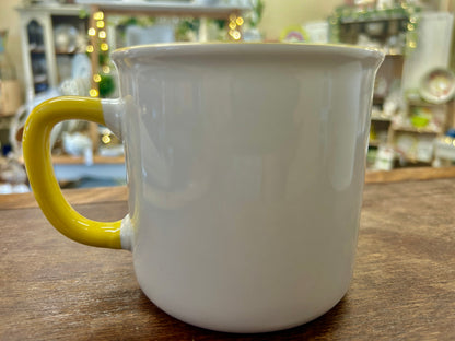 Yellow & White  Squeeze the Day Mug, 5 1/2"