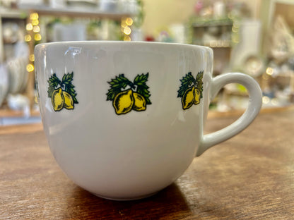 Yellow Zsolnay Vintage Lemons Mug Hungary, 16 ounces