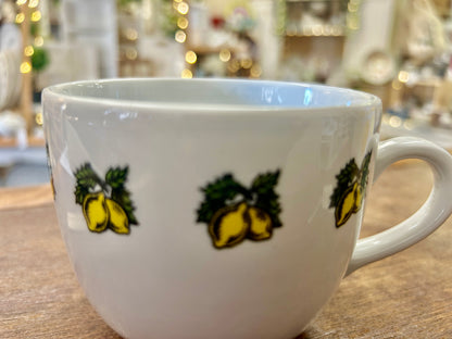 Yellow Zsolnay Vintage Lemons Mug Hungary, 16 ounces