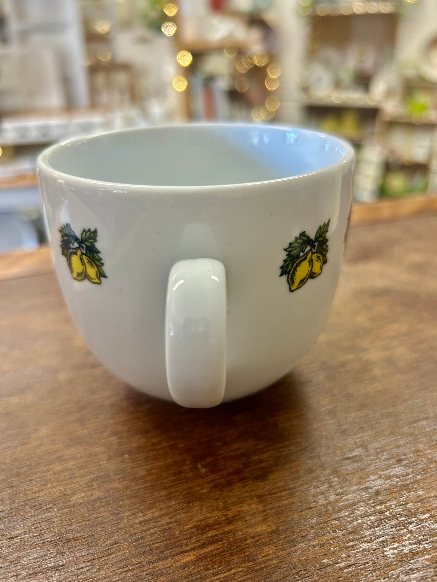 Yellow Zsolnay Vintage Lemons Mug Hungary, 16 ounces