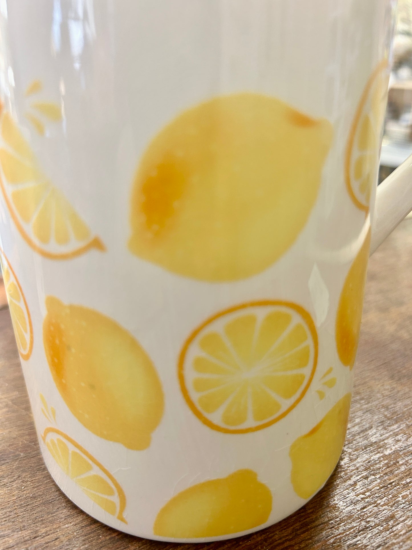 Yellow & White  Squeeze The Day Pitcher, 7 1/4"