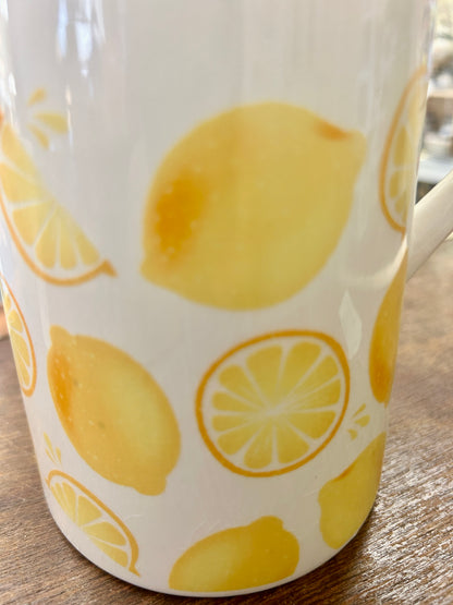 Yellow & White  Squeeze The Day Pitcher, 7 1/4"