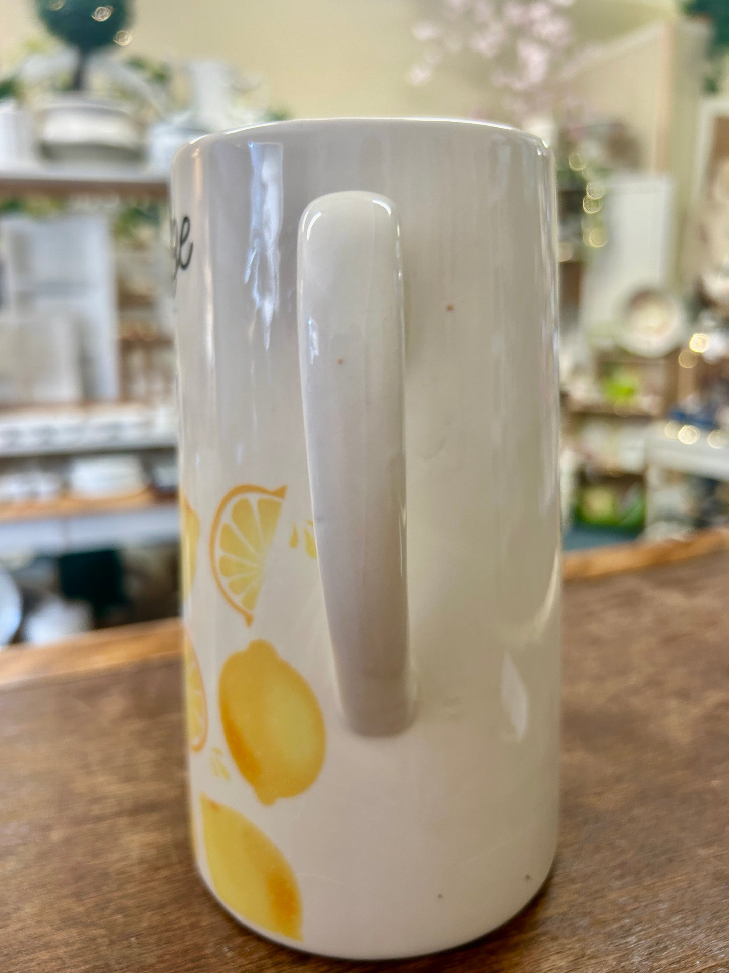 Yellow & White  Squeeze The Day Pitcher, 7 1/4"
