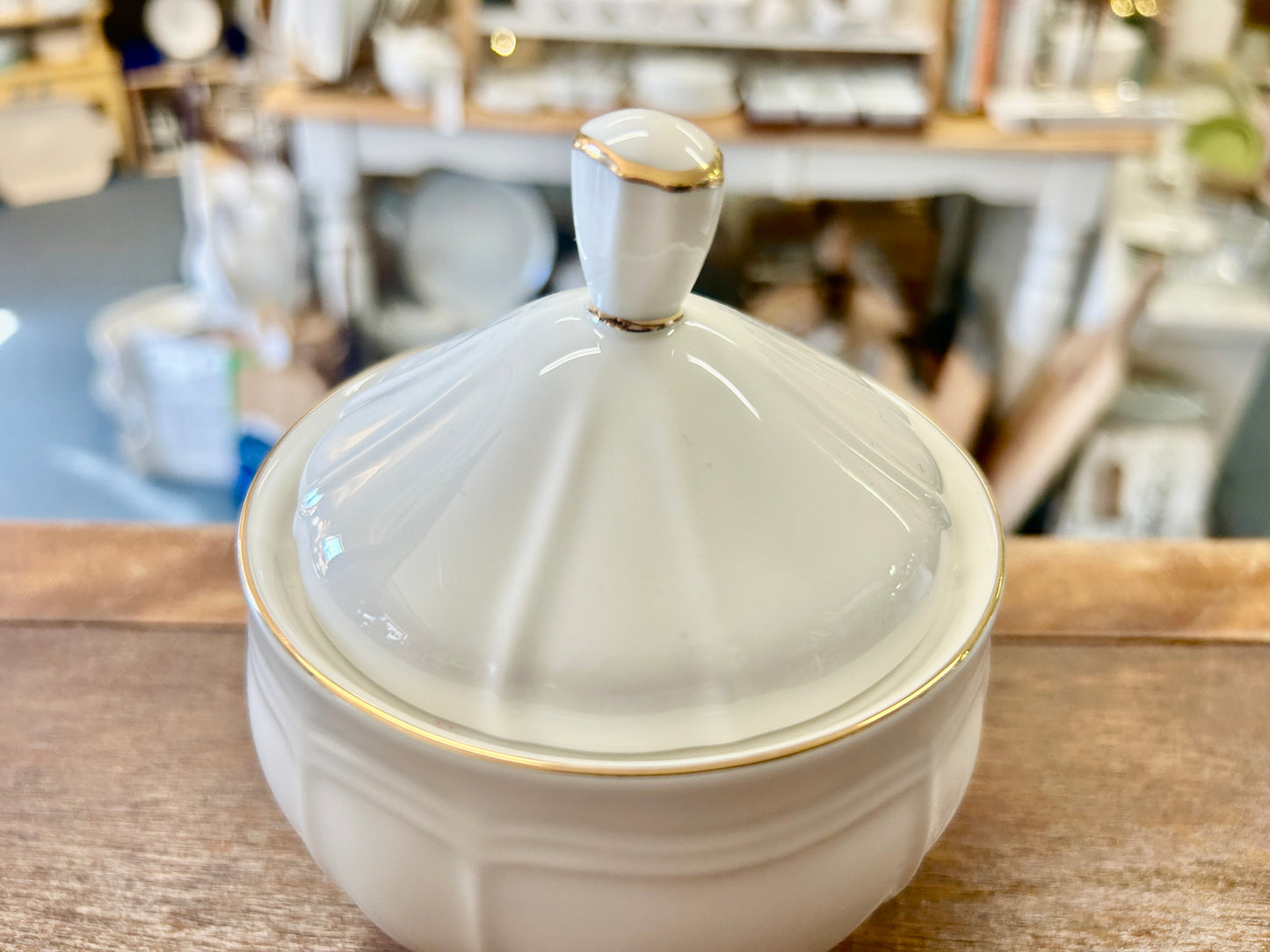 White Mikasa Antique Gold Sugar & Creamer