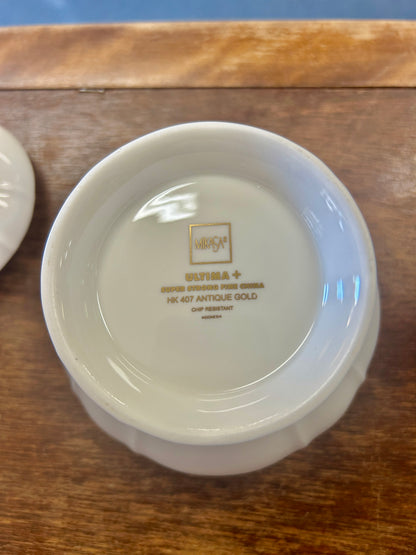 White Mikasa Antique Gold Sugar & Creamer