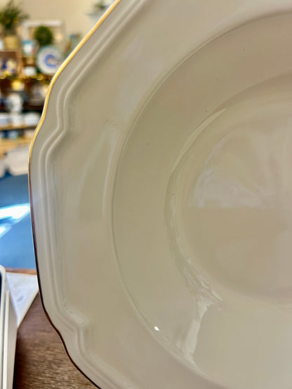 White Mikasa Antique Gold Serving Bowl, 10 1/4"