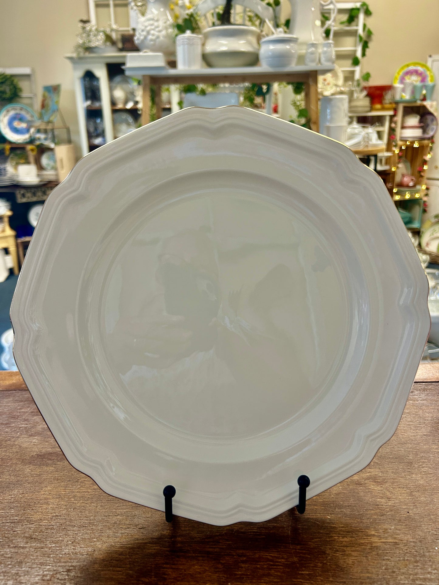 White Mikasa Antique Gold Dinner Plate, 10 3/4"