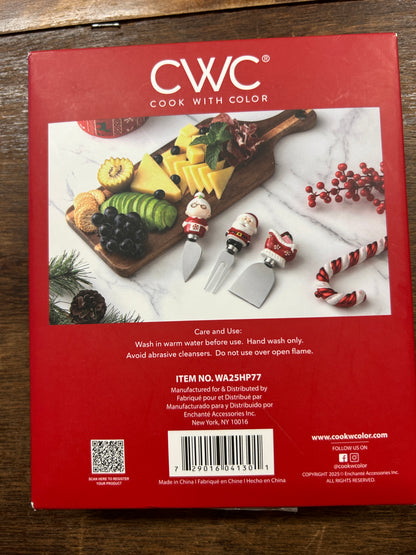 CWC cook with color Christmas cheese knife set box back with cheese display photo