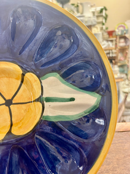 Deviled Egg/Oyster Blue & Yellow Platter, 12"