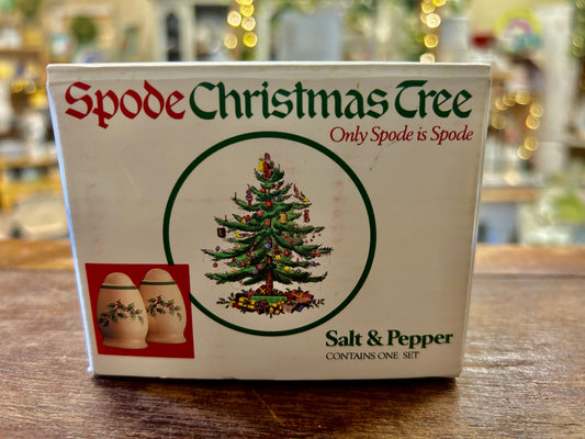 Red Green White Spode NEW Christmas S & P England, 2 3/4"