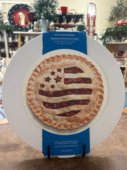 Americana pie crust cutter in package, flag-shaped cutter on display