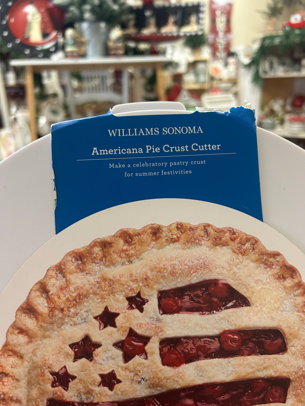 Americana pie crust cutter package with flag-shaped crust insert