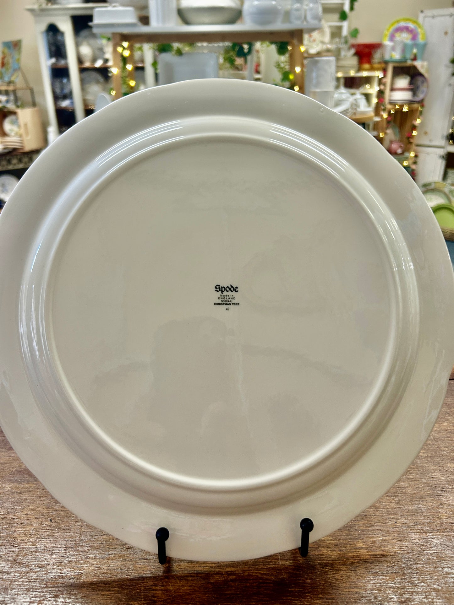 Red Green White Spode Christmas Tree Round Platter, 12"
