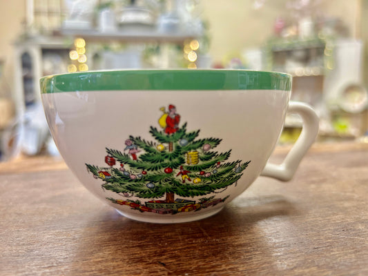 Red Green White Spode RARE Christmas Mug England, 5 1/2"