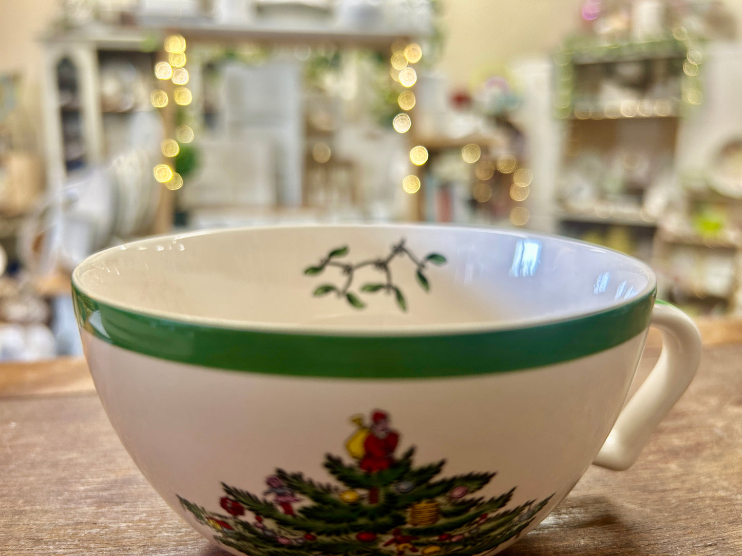 Red Green White Spode RARE Christmas Mug England, 5 1/2"