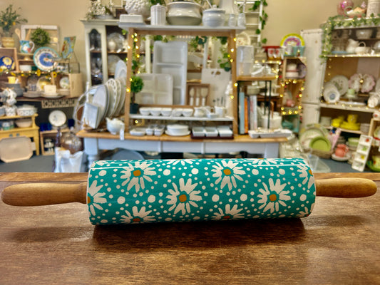 Blue & White Pioneer Woman Flower Rolling Pin, 18"