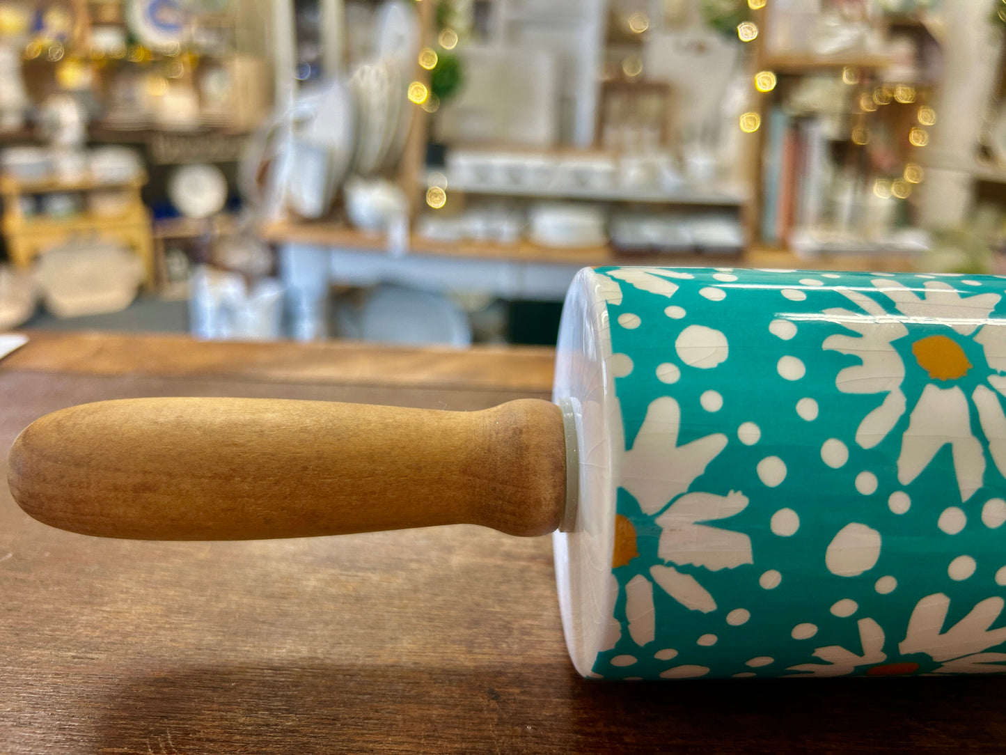 Blue & White Pioneer Woman Flower Rolling Pin, 18"