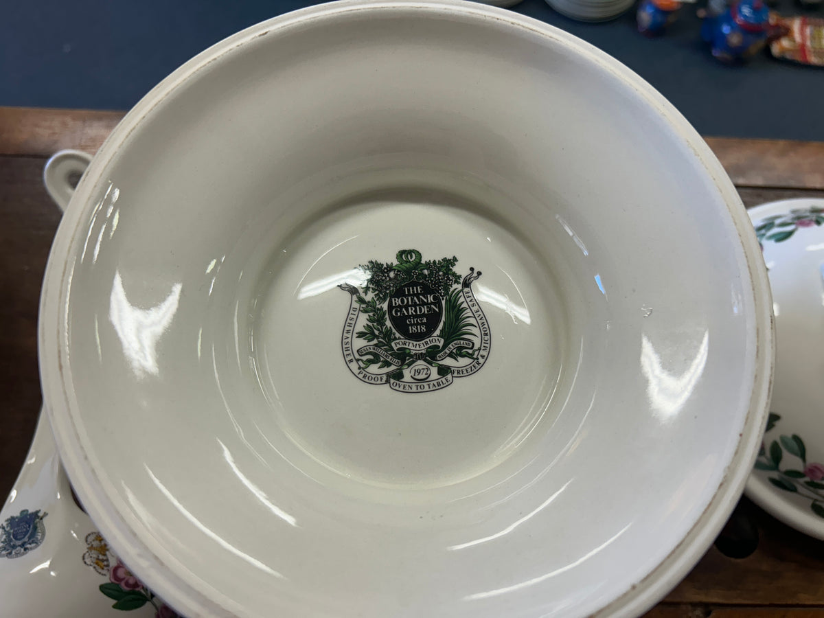 White tureen interior with green Botanic Garden logo