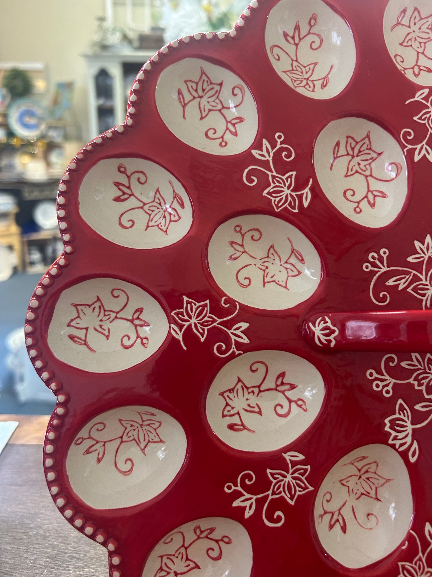 Red Temptations Floral Lace Deviled Egg, 14"