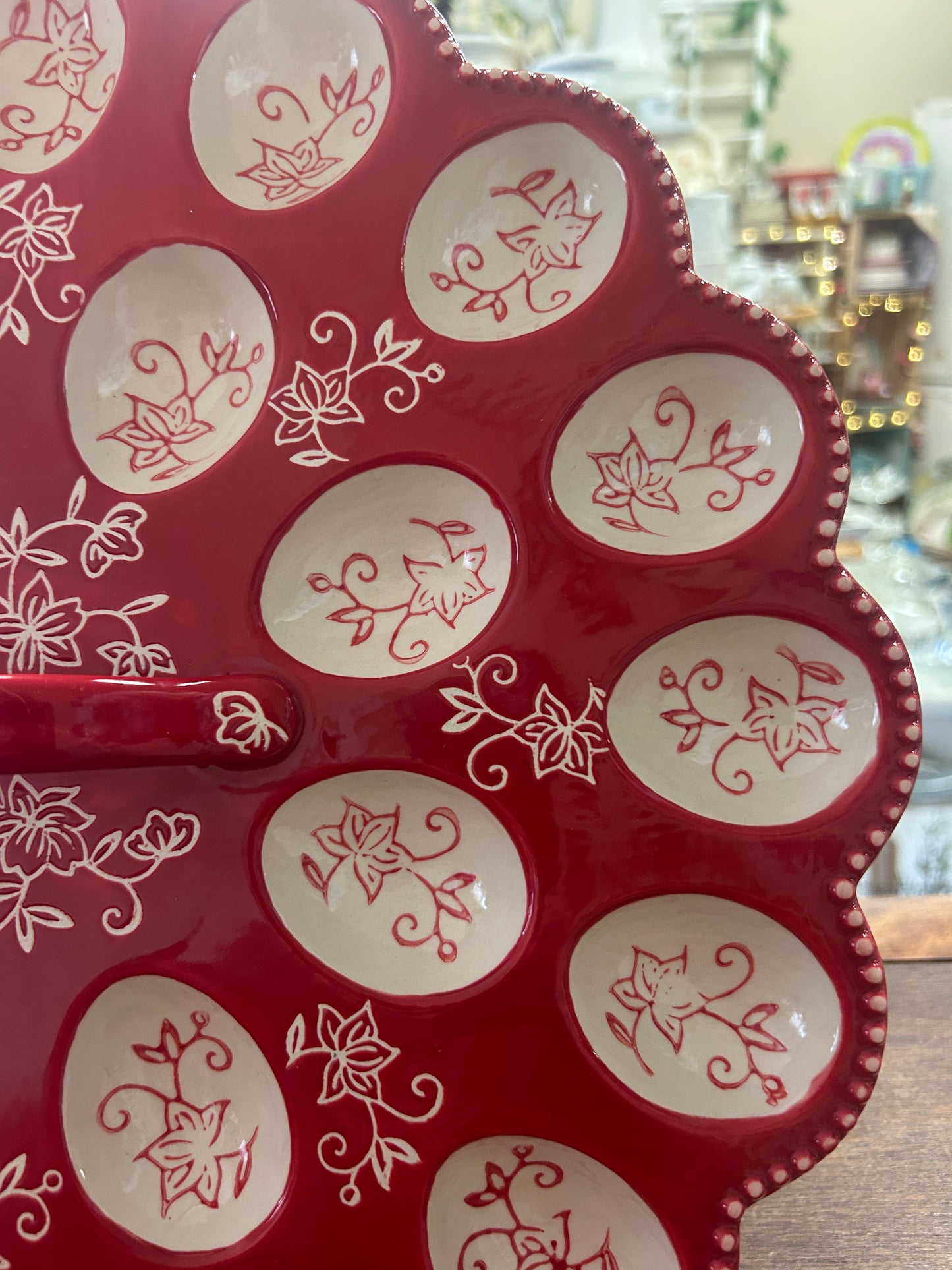 Red Temptations Floral Lace Deviled Egg, 14"