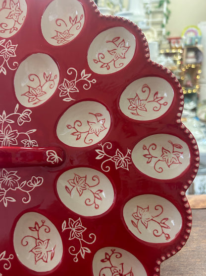 Red Temptations Floral Lace Deviled Egg, 14"