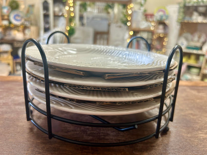 White Temptations NEW Woodland Plates & Rack, 8"