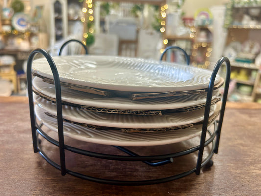 White Temptations NEW Woodland Plates & Rack, 8"