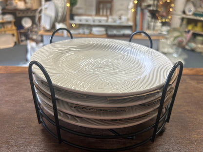 White Temptations NEW Woodland Plates & Rack, 8"